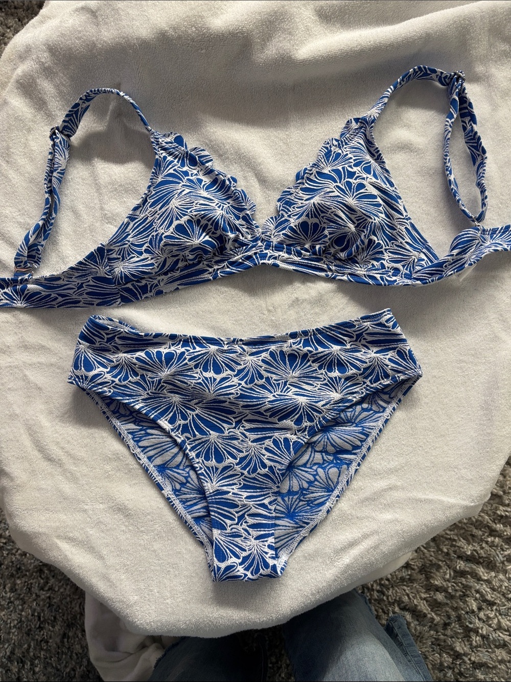 Blue & White Floral Two-Piece Bikini Set